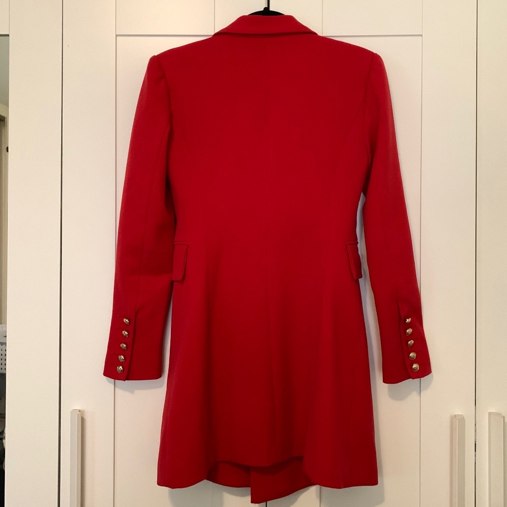 Long Red Gold Button Blazer - Picture 4 of 15